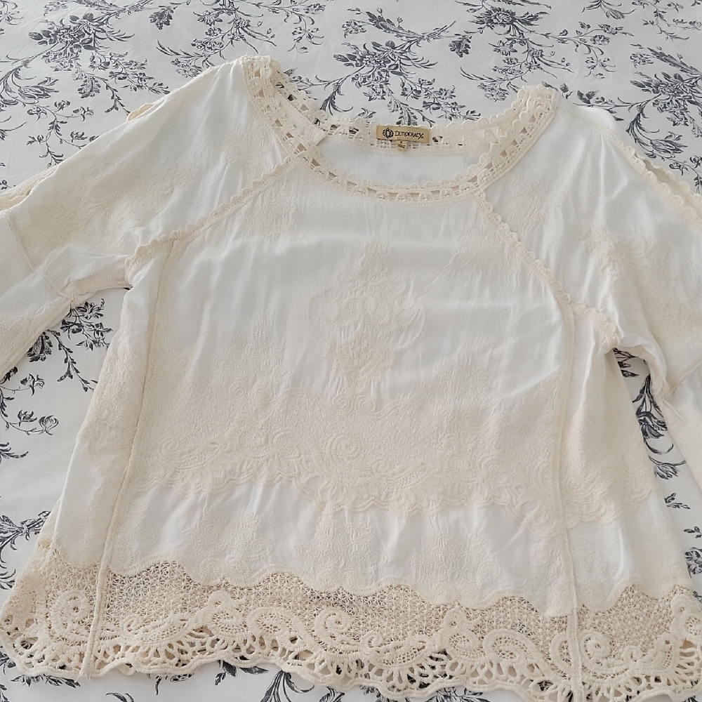 Anthropologie Cream Lace Blouse